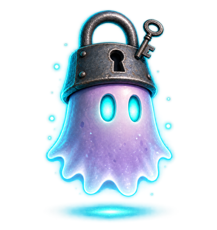 Cellar Creep, a ghost wearing a giant padlock